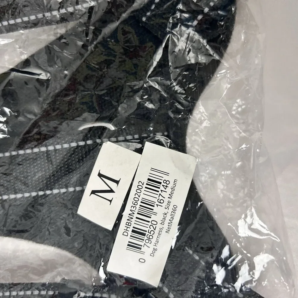 Dog Harness Black Size Medium Reflective Adjustable No-Pull Style New